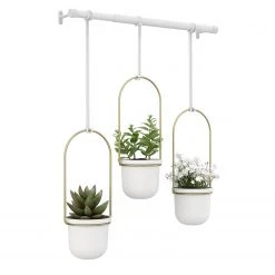 Umbra Suspension plante Triflora - Mélamine / Fer - Blanc / Laiton -Pas Cher Décoration Magasin 1000247901 210216 15365300041 DETAILS P000000001000247901