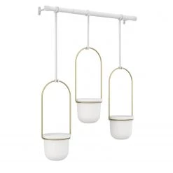 Umbra Suspension plante Triflora - Mélamine / Fer - Blanc / Laiton -Pas Cher Décoration Magasin 1000247901 210216 15365300042 DETAILS P000000001000247901