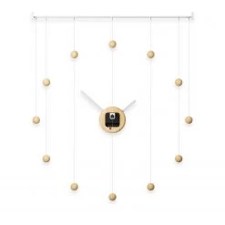 Umbra Horloge murale Hangtime - Hévéa / Acier - Blanc / Naturel