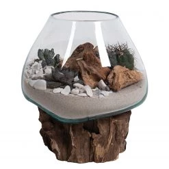 Twentyfour Objet décoratif San Marino II - Teck / Verre cristallin - Marron