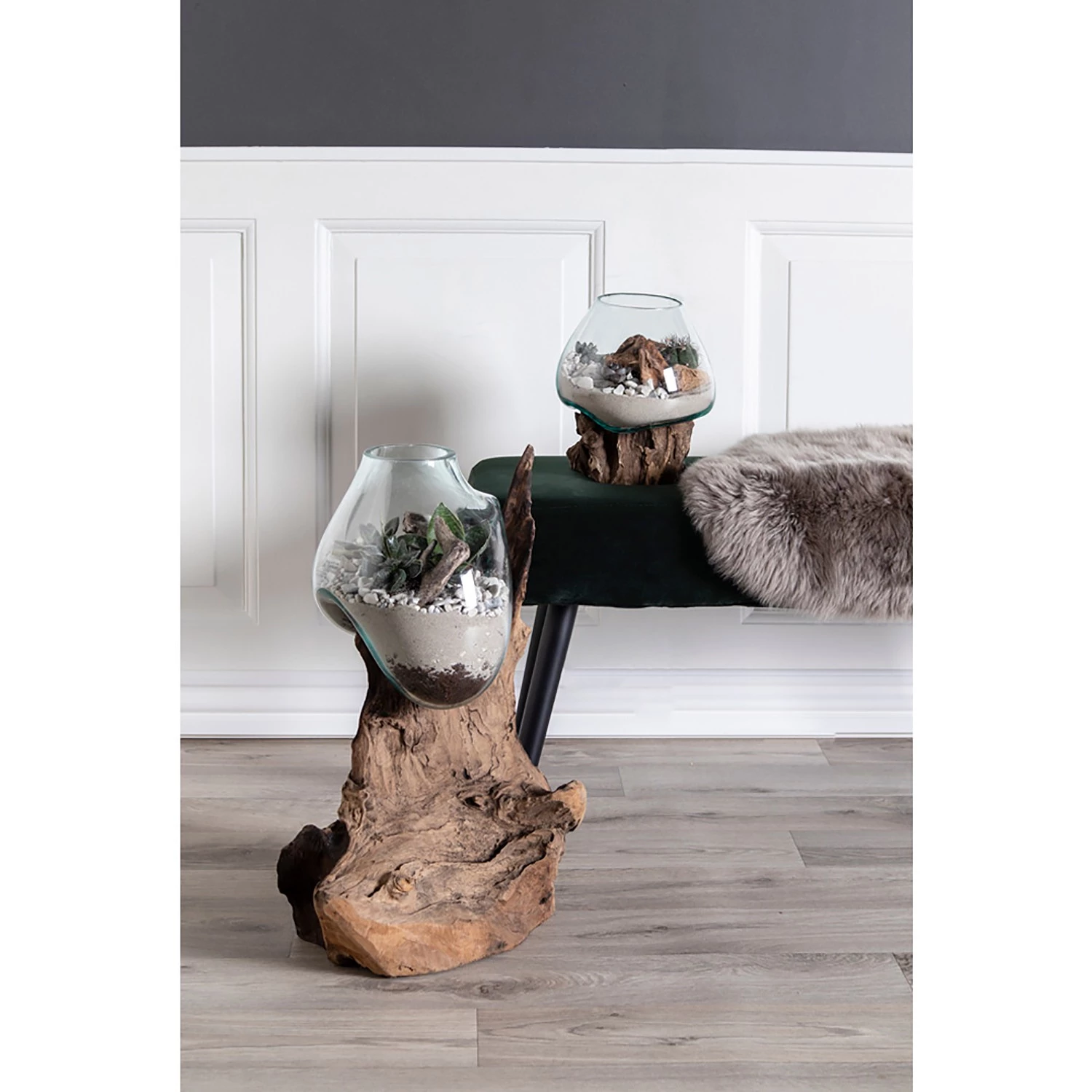 Twentyfour Objet décoratif San Marino IV - Teck / Verre cristallin - Marron 2 Twentyfour Objet décoratif San Marino IV - Teck / Verre cristallin - Marron – Image 2