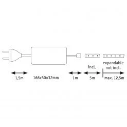 Paulmann Ruban LED MaxLED 5m - aluminium -Pas Cher Décoration Magasin 1000254365 210325 09380000415 SKETCH DETAILS P000000001000254365 sketch