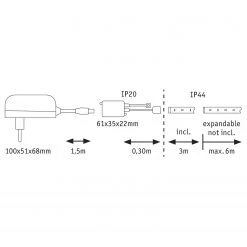 Paulmann Ruban LED MaxLED 3m X - Silicone 27 Paulmann Ruban LED MaxLED 3m X - Silicone -Pas Cher Décoration Magasin 1000254375 210325 09393600476 SKETCH DETAILS P000000001000254375 sketch
