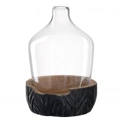 Leonardo Vase avec socle en bois Casolare I - Acacia mat - Noir