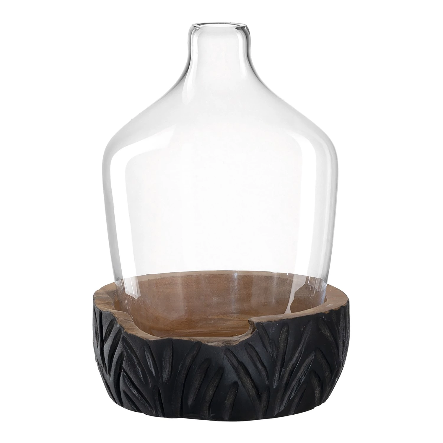 Leonardo Vase avec socle en bois Casolare I - Acacia mat - Noir 1 Leonardo Vase avec socle en bois Casolare I - Acacia mat - Noir