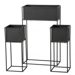 Boltze Cache-pots Tara (lot de 2) - Fer - Noir