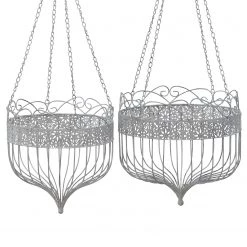 Boltze Paniers à suspendre Lilli (lot de 2) - Gris