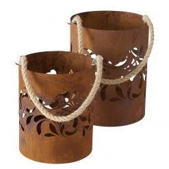 Boltze Photophores Orla (lot de 2) - Jute - Marron