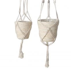 Boltze Cache-pots Riseva (lot de 2) - Zinc - Beige