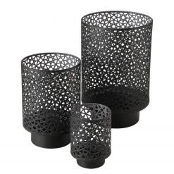 Boltze Photophores Lyras (lot de 3) - Fer - Noir - Noir