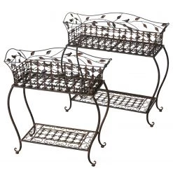 Boltze Porte-plantes Avis (lot de 2) - Fer - Marron