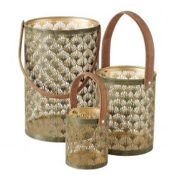 Boltze Photophores Assunta (lot de 3) - Fer - Vert