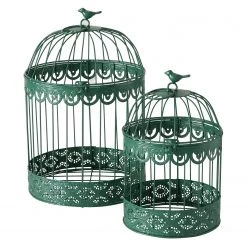 Boltze Cage à oiseaux Frederique (lot de 2) - Fer - Vert - Vert