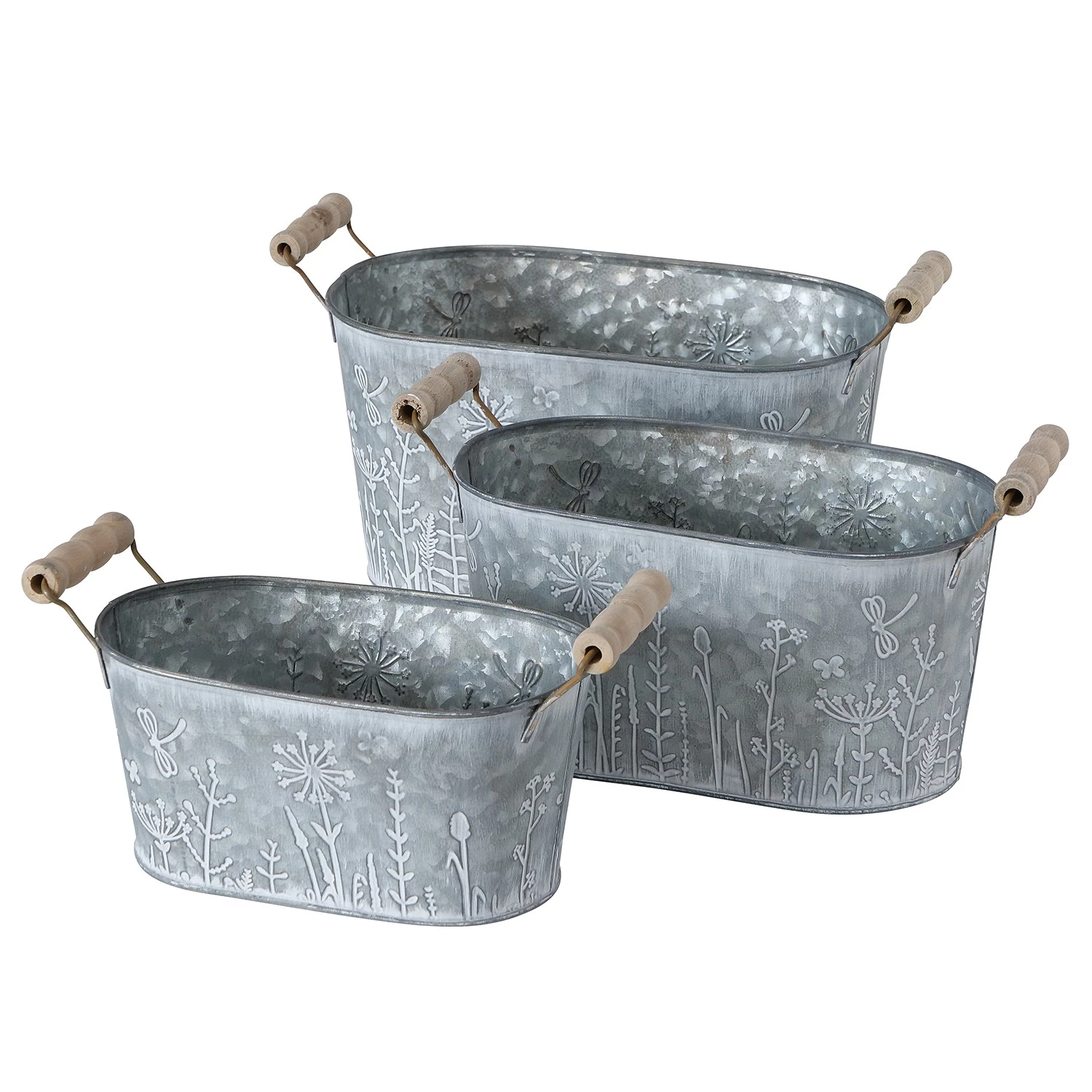 Boltze Cache-pots Silene (lot de 3) - Fer - Gris 1 Boltze Cache-pots Silene (lot de 3) - Fer - Gris