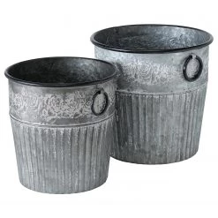 Boltze Cache-pots Augusta II (lot de 2) - Zinc - Gris