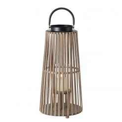 Boltze Photophore Hayo - MDF / Verre transparent / Fer / Osier - Marron