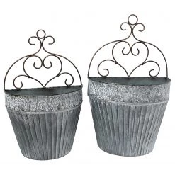 Boltze Cache-pots Augusta I (lot de 2) - Fer - Marron