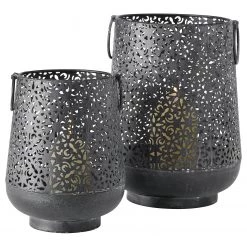 Boltze Photophores Diona (lot de 2) - Fer - Noir