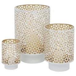 Boltze Photophores Lyras (lot de 3) - Fer - Blanc - Blanc