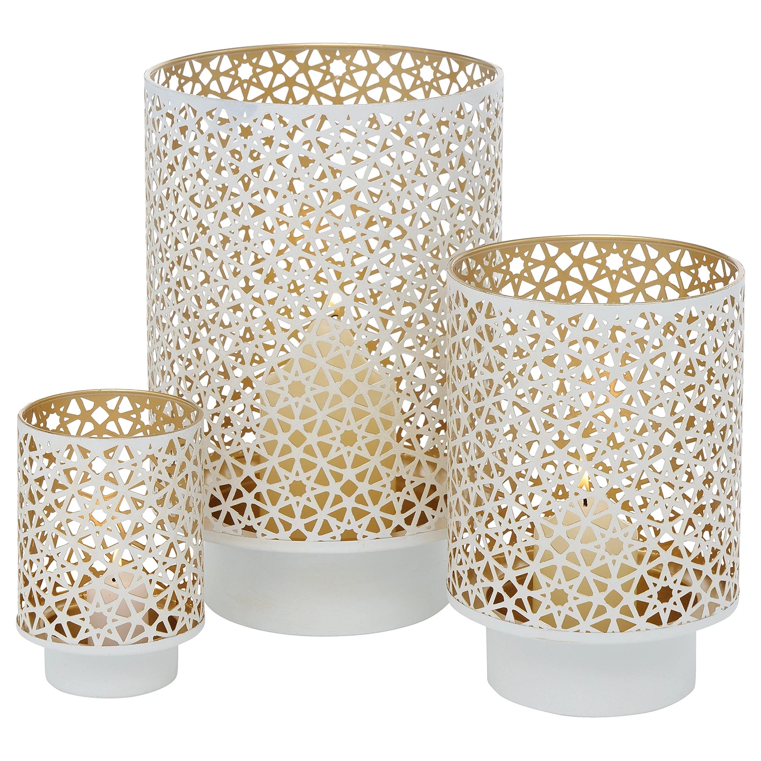 Boltze Photophores Lyras (lot de 3) - Fer - Blanc - Blanc 1 Boltze Photophores Lyras (lot de 3) - Fer - Blanc - Blanc