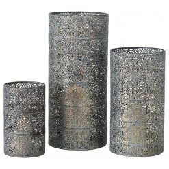 Boltze Photophores Canari (lot de 3) - Fer - Marron