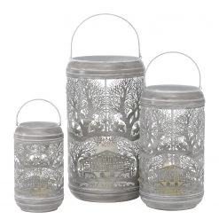 Boltze Photophores Groeden (lot de 3) - Fer - Gris