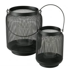 Boltze Photophores Tobin (lot de 2) - Fer - Noir