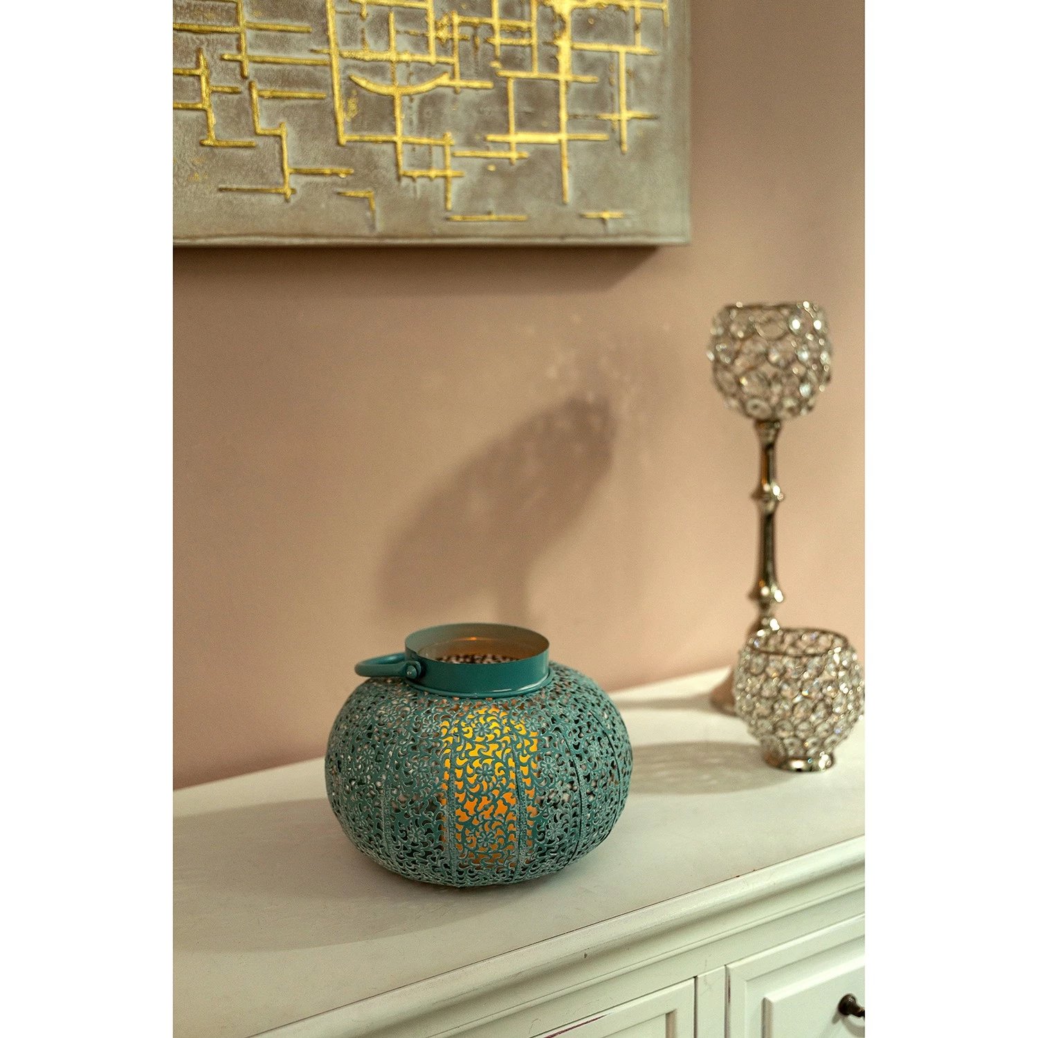 My Flair Lanterne orientale Jawa - Turquoise - Diamètre : 23 cm 2 My Flair Lanterne orientale Jawa - Turquoise - Diamètre : 23 cm – Image 2