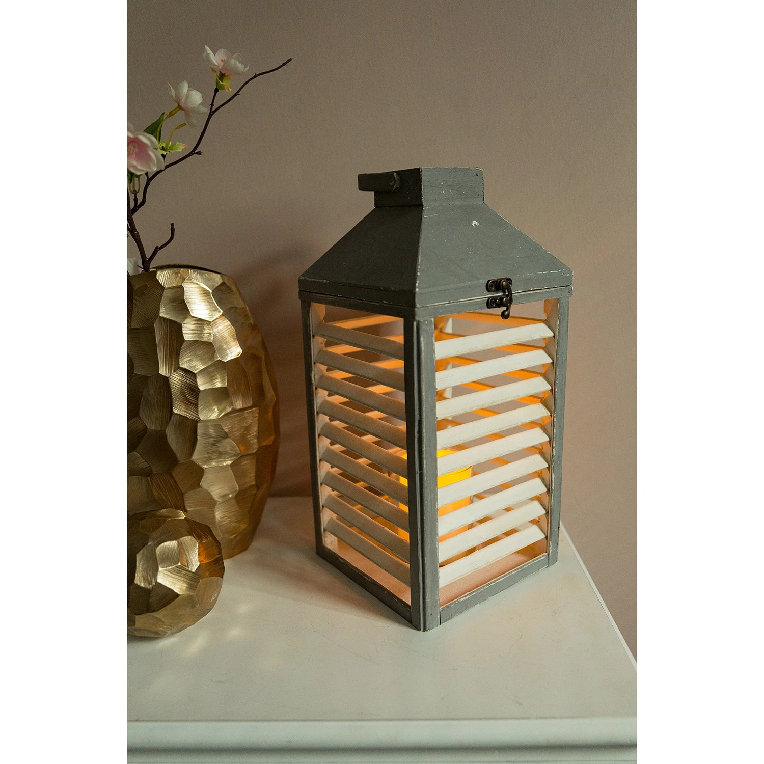 My Flair Lanterne Agda - Verre transparent / Sapin - Blanc cassé 2 My Flair Lanterne Agda - Verre transparent / Sapin - Blanc cassé – Image 2