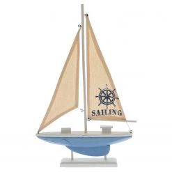 My Flair Voilier décoratif Theodor - Coton / Pin - Bleu