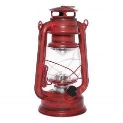 My Flair Lanterne LED Teje - Verre transparent / Fer - Rouge antique