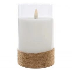 My Flair Bougie LED Kabern - Verre transparent / Cire - Blanc