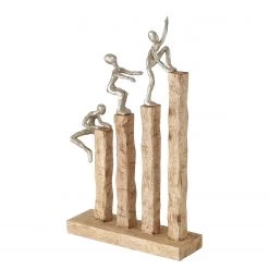 Boltze Objet déco Climbing - Aluminium / Manguier - Beige