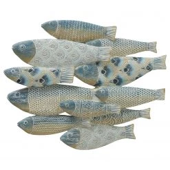 Boltze Décoration murale Neptuny - Résine - Bleu / Blanc