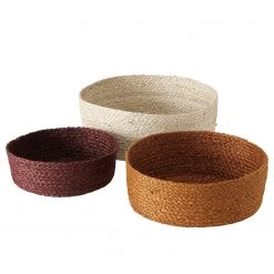 Boltze Bols Bogra (3 éléments) - Jute - Marron / Bordeaux / Blanc