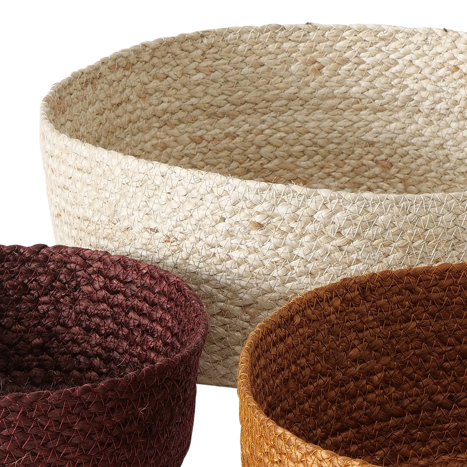 Boltze Bols Bogra (3 éléments) - Jute - Marron / Bordeaux / Blanc 2 Boltze Bols Bogra (3 éléments) - Jute - Marron / Bordeaux / Blanc – Image 2