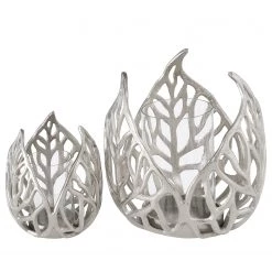 Boltze Photophores Sumati (2 éléments) - Verre transparent / Fer - Argenté