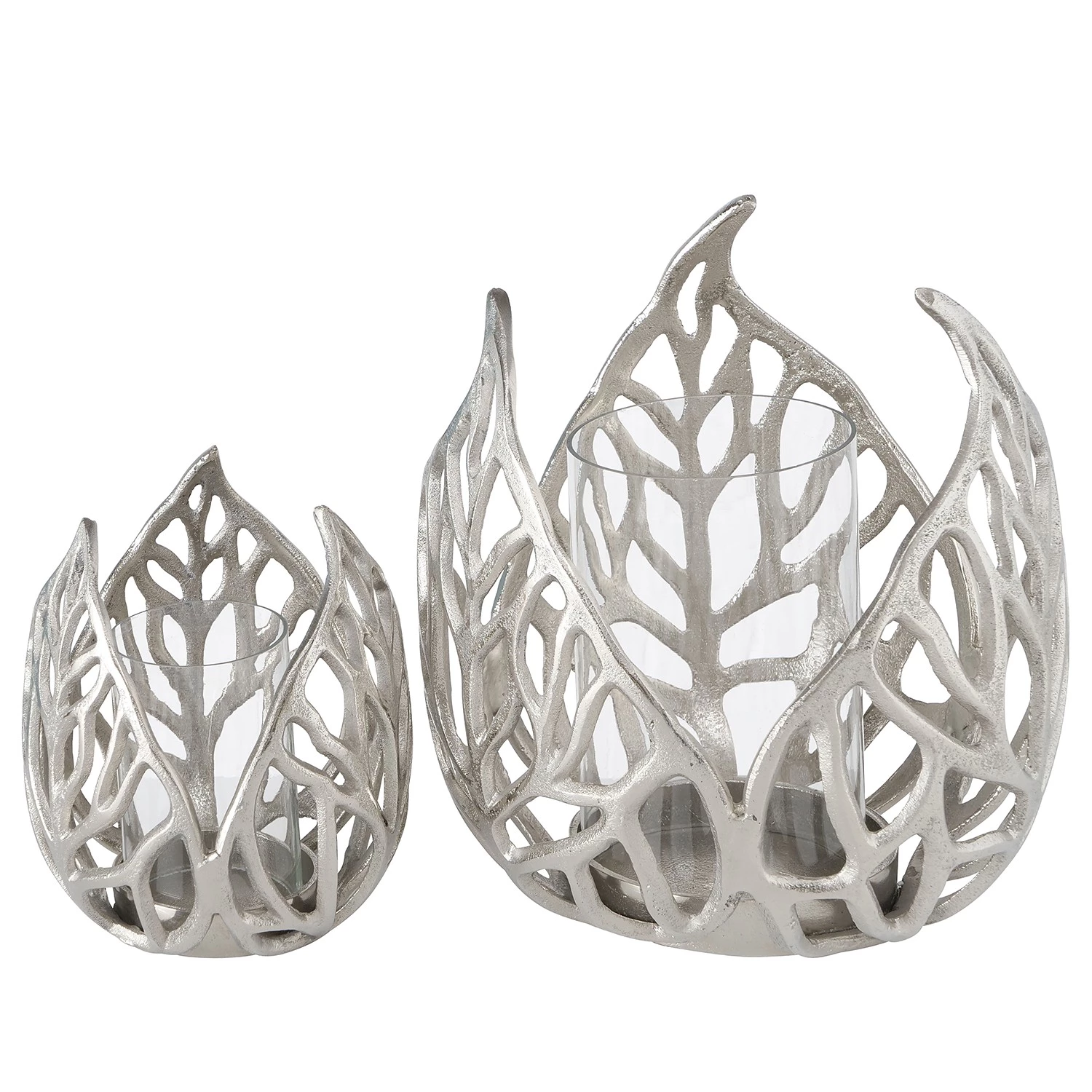 Boltze Photophores Sumati (2 éléments) - Verre transparent / Fer - Argenté 1 Boltze Photophores Sumati (2 éléments) - Verre transparent / Fer - Argenté