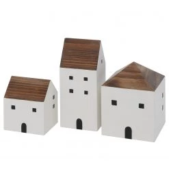 Boltze Objets déco Gotan (3 éléments) - Sapin / MDF - Blanc / Marron