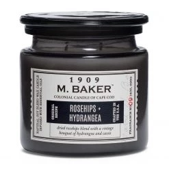 Colonial Candle Bougie parfumée Rosehips and Hydrangea - Mélange de cire de soja - Noir - 396 g