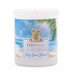 Ted & Friends Bougie parfumée Sky, Sun & Sand - Mélange de cire de soja - Bleu