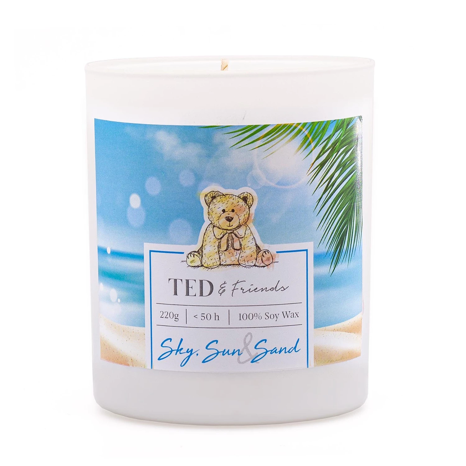 Ted & Friends Bougie parfumée Sky, Sun & Sand - Mélange de cire de soja - Bleu 1 Ted & Friends Bougie parfumée Sky, Sun & Sand - Mélange de cire de soja - Bleu