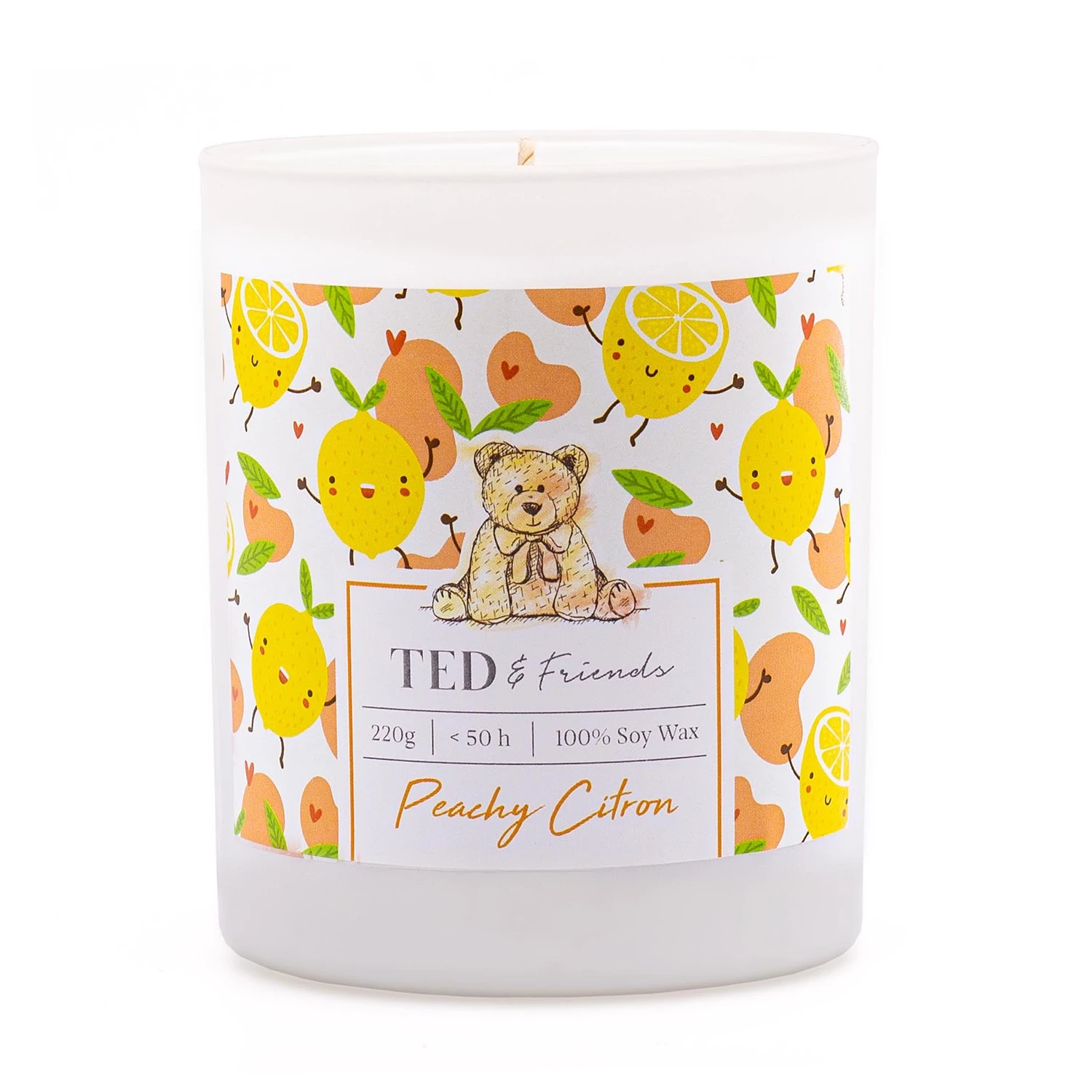Ted & Friends Bougie parfumée Peachy Citron - Mélange de cire de soja - Jaune / Orange 1 Ted & Friends Bougie parfumée Peachy Citron - Mélange de cire de soja - Jaune / Orange