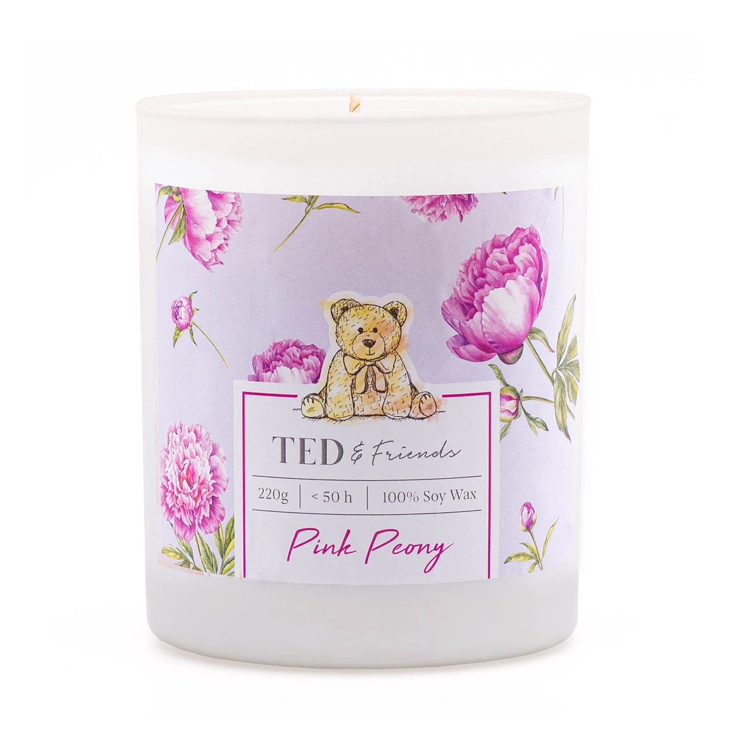 Ted & Friends Bougie parfumée Pink Peony - Mélange de cire de soja - Violet 1 Ted & Friends Bougie parfumée Pink Peony - Mélange de cire de soja - Violet
