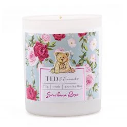 Ted & Friends Bougie parfumée Sevillana Rose - Mélange de cire de soja - Bleu / Rose