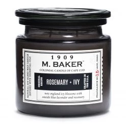 Colonial Candle Bougie parfumée Rosemary & Ivy - Mélange de cire de soja - Noir - 396 g