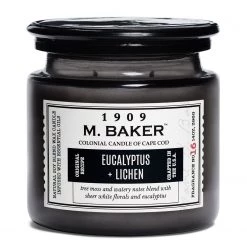 Colonial Candle Bougie parfumée Eucalyptus and Lichen - Mélange de cire de soja - Noir - 396 g