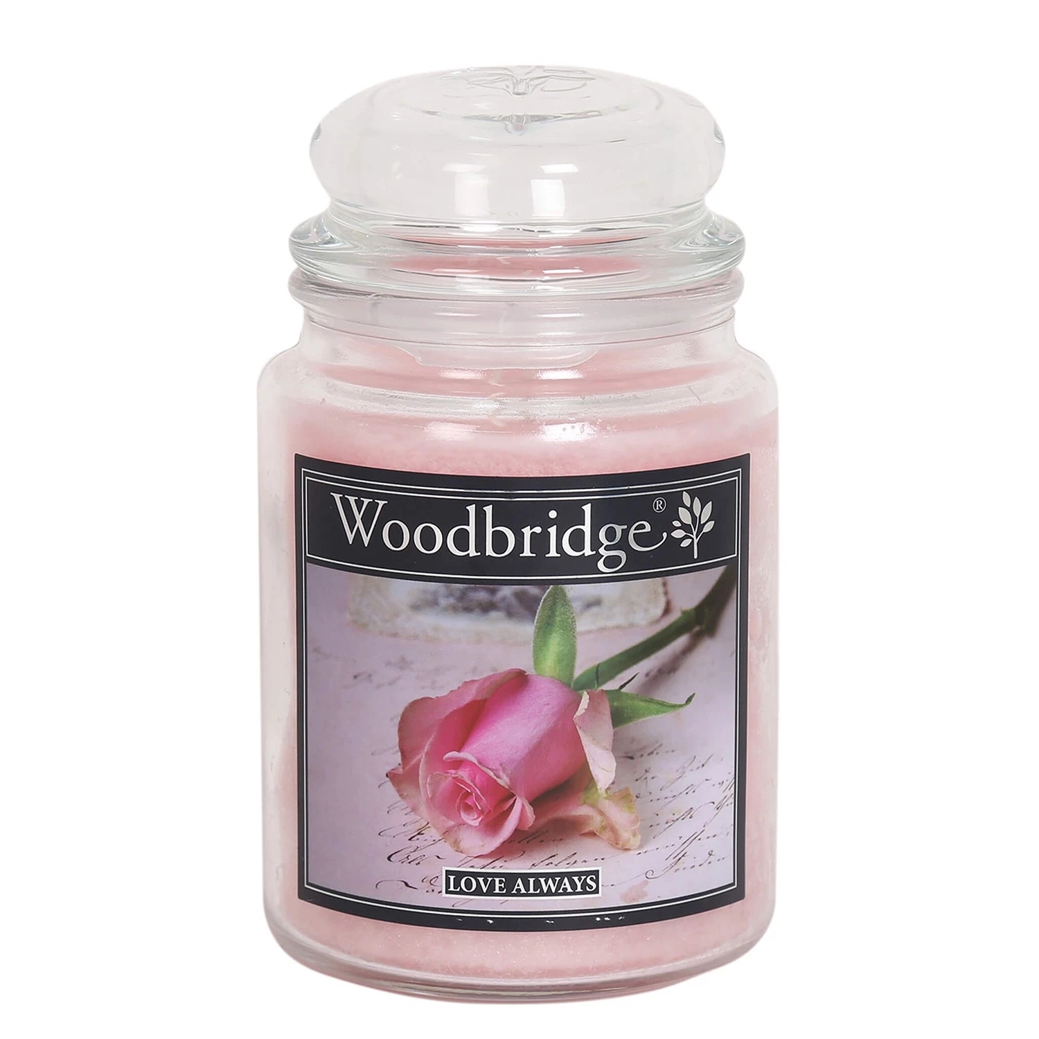 Woodbridge Candle Bougie parfumée Love Always - Cire de paraffine - Rose - 565 g 1 Woodbridge Candle Bougie parfumée Love Always - Cire de paraffine - Rose - 565 g