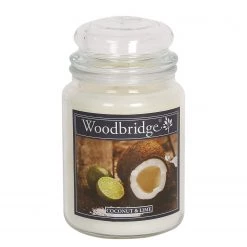 Woodbridge Candle Bougie parfumée Coconut & Lime - Cire de paraffine - Blanc - 565 g