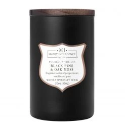 Colonial Candle Bougie parfumée Black Pine & Oak Moss - Mélange de cire de soja - Noir - 566 g